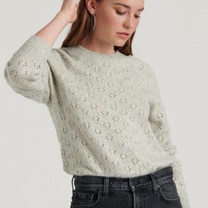 ✨LUCKY BRAND Emily Pointelle Pullover Sweater Gray Extra-Small (XS) Long-Sleeve✨
